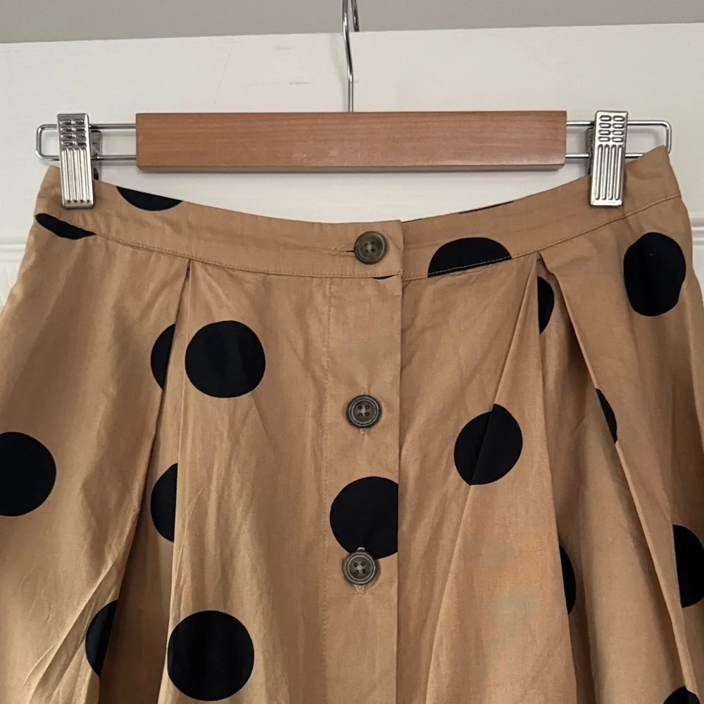 Who What Wear size 2 Camel and black Polka Dot Midi Skirt Cotton - Picture 5 of 6
